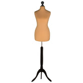 Display Guru Female Uk Size 6/8  Dressmakers Tailors Dummy Mannequin, Gold Torso Bust With Black Wood Tripod Stand